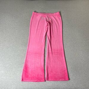 Juicy Couture Velour Hot Pink Rhinestone Logo Flare Sweatpants